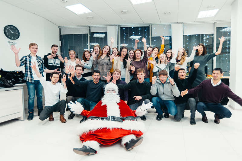 CG artists and managers team of Lunas with Santa Clause