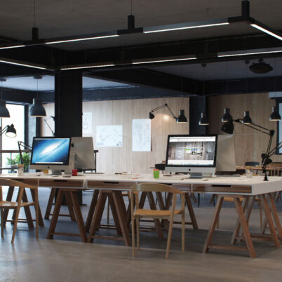 3D Interior Rendering of Factory Workshop Concept