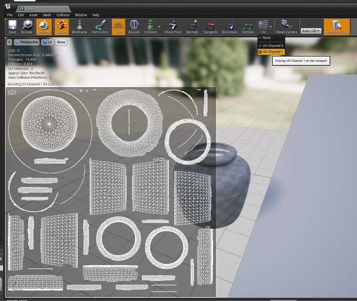 Static Mesh Editor show UV Channel