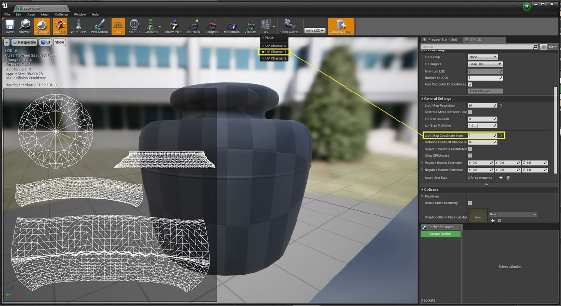 Setting lghtmap coordinate index in Static Mesh Editor