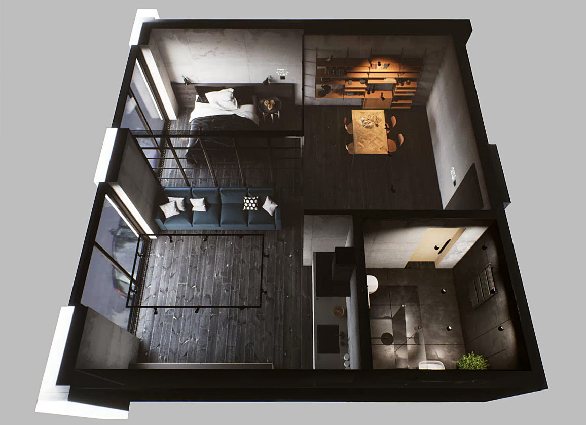Interactive 3d virtual tour interior rendering of appartment made with Unreal Studio plugin