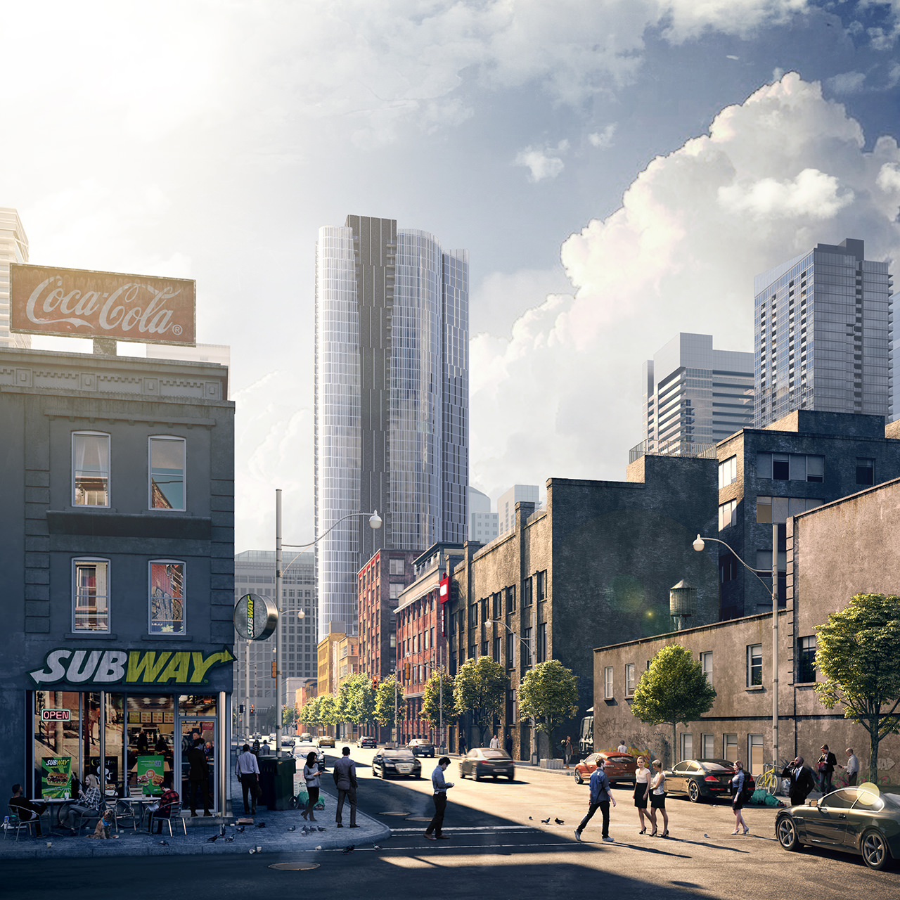 Architectural visualization post-production matte-painting technique