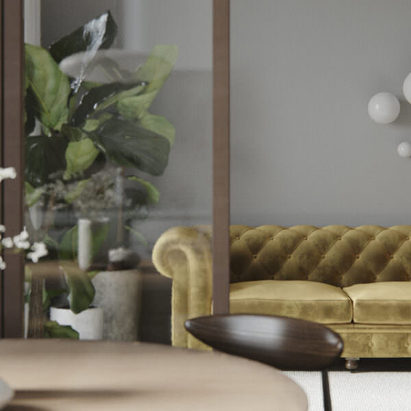Luxurious Goldfish apartment interior concept animation