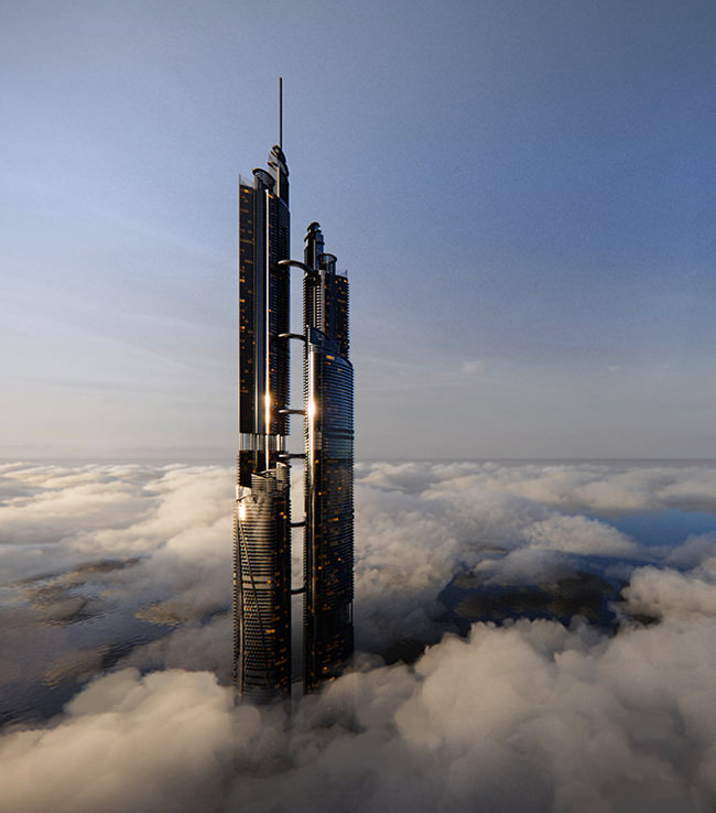 Our studio offers photo real animated video production services. Steel and glass concept construction of the world tallest skyscraper building that might be built in Dubai, Hong Kong, London, New York, Tokyo or Beijing