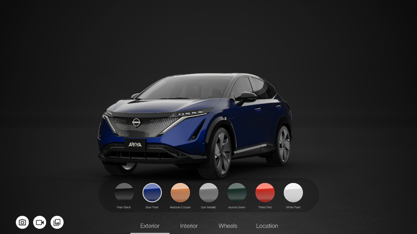 Blue colored vehicle in car paint virtual simulation tool