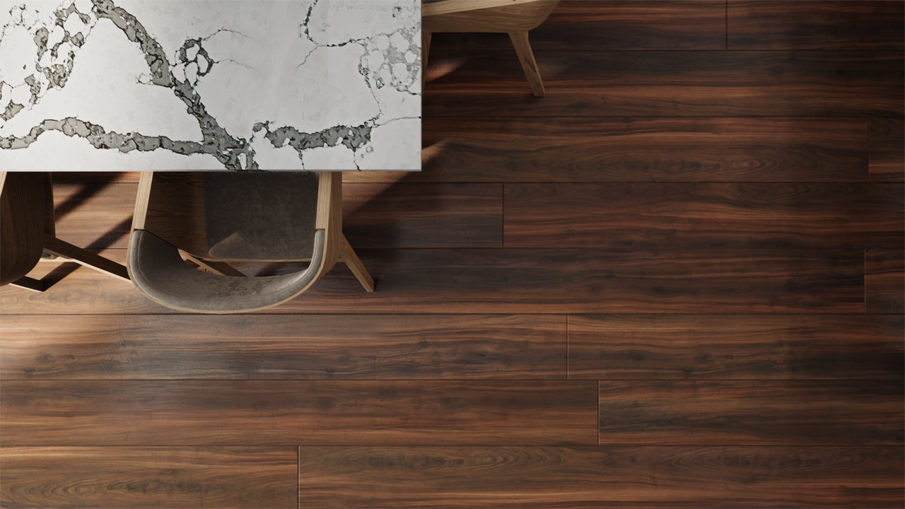 Dark brown wooden parquet surface made in 3D virtual configurator
