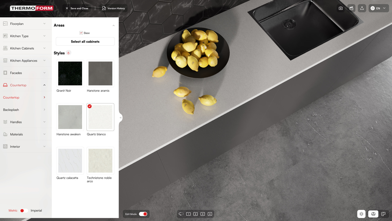 Quartz blanco kitchen top finishing